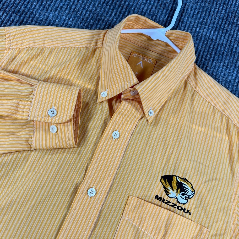 Missouri Tigers Mizzou Shirt‎ Mens Medium Yellow Striped Long Sleeve Button Down